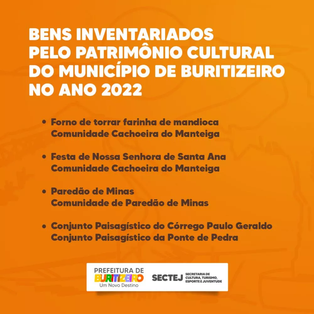 LISTA DE BENS INVENTARIADOS PELO PATRIMÔNIO CULTURAL DO MUNICÍPIO DE BURITIZEIRO NO ANO 2022