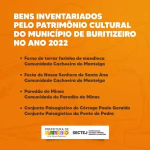 LISTA DE BENS INVENTARIADOS PELO PATRIMÔNIO CULTURAL DO MUNICÍPIO DE BURITIZEIRO NO ANO 2022
